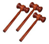 Accesorios de madera para jueces: PC de madera del martillo 3 juez Brown con la manija 17cm for el juicio judicial subasta