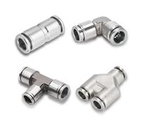 Accesorios de manguera de aire neumática de acero inoxidable 304, acoplamiento de liberación rápida de metal, conector de tubería de alta presión(PY-12,10 Pcs)