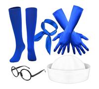 Accesorios De Marinero Para Mujer | Disfraces de Marinero para Fiesta de Halloween,Pañuelo Sombrero Medias Gafas Guantes para Cosplay,Para Fiesta Temática Náutica Marina Crucero Yate Cumpleaños Solter