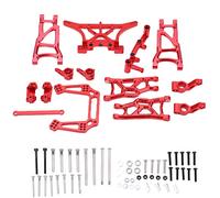 Accesorios de mejora de metal para coches RC a escala 1/10: kit de brazos de suspensión delanteros y traseros con copa de dirección para SLASH 2WD. (Rojo)