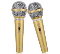 Accesorios de micrófono falsos, paquete de 2 modelos realistas de micrófono de plástico para juegos de simulación, karaoke, práctica de habla, actuaciones en escenario y recuerdos de fiesta