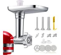 Accesorios de molinillo de carne de acero inoxidable para mezcladores KitchenAid, molinillo de carne, relleno de salchichas, accesorio perfecto para molinillo KitchenAid, apto para lavavajillas