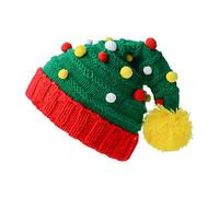 Accesorios de Navidad Gorro de Papá Noel con lentejuelas, gorro de Navidad de punto, gorra N (verde, talla única)