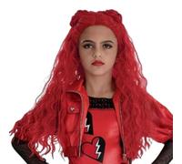Accesorios De Peluca Roja De Halloween Para Niñas - Disfraz De Descendientes Rise Of Red Incluye Peluca Con Ondas Rojas Vibrantes, Pelucas Largas De Pelo Sintético Ondulado Rojo Para Mujeres Y Niñas