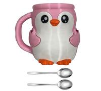 Accesorios de postre de pingüinos de dibujos animados, agarre ergonómico y cucharas dobles, cajón secreto, soporte para tazas de helado, pintas, soporte para latas de cerveza