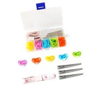 Accesorios de punto, crochet kit de iniciación, agujas de ganchillo, marcadores de punto de plástico, cinta métrica de tela con caja de almacenamiento para bricolaje
