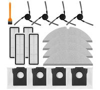 Accesorios de repuesto compatibles con Dreame D20 Pro Plus, accesorios de robot aspirador, piezas de repuesto, incluye 4 cepillos laterales + 4 filtros HEPA + 4 paños de fregona + 4 bolsas de polvo
