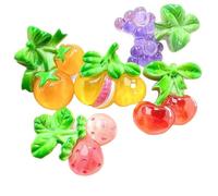 Accesorios de resina brillante dulce fruta diy diadema hecha a mano pinza de pelo zapatillas encanto decoración 5 piezas setstrawberry, uva, cereza, caqui, pomelo)