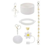 Accesorios de taza, accesorios de botella de agua | de tropas de botella de agua Charche de silicona Bota de corte de silicona,Cadena de llave de bola de felpa de tapa de paja para
