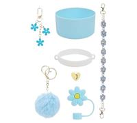Accesorios de taza, accesorios de botella de agua - de tropas de botella de agua Charche de silicona Bota de corte de silicona | Cadena de llave de bola de felpa de tapa de paja para l