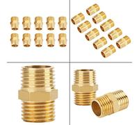 Accesorios de Tubería Accesorios de Latón Adaptador BSP a Npt 1/4 Macho a 1/4 Macho 1/4 Npt Acoplador, 10 Piezas 1/4 BSP a 1/4 BSP Rosca Externa Tubo de Latón Hex Nipple Fitting