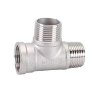 Accesorios de tubería en forma de T, DN8 a la instalación de tuberías roscada BSP camiseta del acero inoxidable DN50 304 1/4 a 1-1/2 pulgadas(F X M X M,1-1/2")