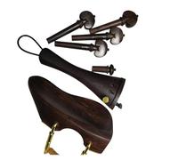 accesorios de violín para principiantes Piezas de violín de madera de ébano 4/4 accesorios clavijas/cola/mentonera con abrazadera cola de corcho afinación fina Instrumento de violín para principiantes