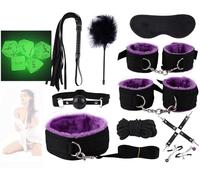 Accesorios de Yoga, Set de 10 Piezas de Nylon Morado con un Juego de Dados Que Brillan en la Oscuridad para añadir diversión a tu Vida.