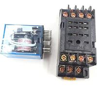 Accesorios electrónicos Relé 10 juegos MY4NJ Micro mini relé electromagnético electrónico 5A 14PIN bobina 4DPDT con base de enchufe PYF14A DC12V 24V AC110V 220V LED(AC 220V)
