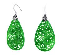 accesorios elegantes para la ocasión, clavo de ore Pendientes colgantes antiguos de jade en plata 925, estilo chino, joyería for las orejas for mujer