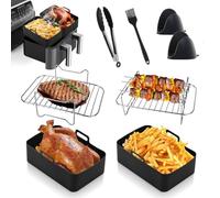 Accesorios esenciales para freidora de aire Ninja Foodi AF500UK AF400UK Tower T17088 7.6L-9.5L Dual Zone Air Fryer - Incluye forro de silicona reutilizable para freidora, parrilla, guantes de cocina