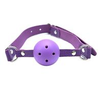 Accesorios exóticos,mordaza para boca abierta,arnés de fijación oral,banda de nailon,mordaza de bola,tapón bucal,juguete de esclavitud para adultos,morado,talla única