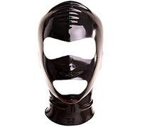 Accesorios Fetiche De Goma De Látex Capucha Con Cremallera Con Corte Grande Para Ojos Y Boca,Negro,Pequeño