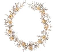 Accesorios for el cabello de novia con perlas, vestidos for eventos especiales, diademas flores for damas honor, joyas moda for boda Para Uso Diario, Bodas, Diadema Elegante Y Con Est(Gold)