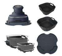 Accesorios Freidora Aire para Ninja Crispi FN101GY, Base Térmica para Freidora Aire Ninja Crispi + 2 Piezas Molde Silicona, Recipiente Air Fryer Reutilizable 3,8 l/1,4 l, Lavable Lavadora