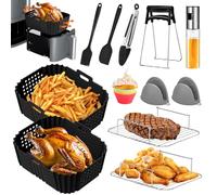 Accesorios Freidora de Aire, 17PCS Accesorios para Freidora de Aire Ninja Double Stack XL SL400EU SL400EUCP 9,5L, Moldes & Parrilla para Hornear & Pinzas Air Fryer Accesorios