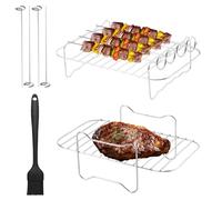 Accesorios Freidora de Aire, 2 Piezas Rejilla Air Fryer de Acero Inoxidable con 4 Varillas de Parrilla y 1 Cepillo de Aceite para Ninja Foodi AF300EU AF400EU Airfryer accesorios rejilla