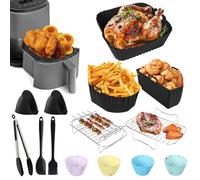 Accesorios Freidora de Aire, 22 Piezas Molde Silicona Freidora de Aire, Airfryer Accessoire para Freidora Para Ninja AF140EU/AF180EU, Cosori 4,7L/5,5L/6L/6,2L Philips 6.2L/7.2L, Cecotec 5L/5,5L/6L etc