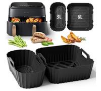 Accesorios Freidora de Aire, 2PCS Molde Silicona Freidora de Aire para Philips Dual Basket Airfryer 3000-5000 serie 9L (6L/3L), Reutilizable Accesorios Freidora para Philips NA350/00 9L