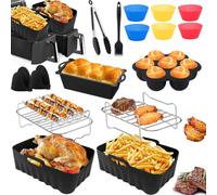 Accesorios Freidora de Aire, Molde Silicona Freidora de Aire Para Ninja Foodi AF400EU AF300EU 7.6L-9.5L, Caliente Accesorios de silicona Dual Zone Airfryer