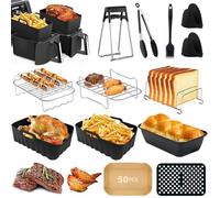 Accesorios Freidora de Aire, Molde Silicona Freidora de Aire Para Ninja Foodi AF400EU AF300EU 7.6L-9.5L, Caliente Accesorios de silicona Dual Zone Airfryer