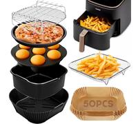 Accesorios Freidora de aire Para Cecotec 5.5L/6L/6.5L/8L, Cosori 5,7L/6L/6.2L, Reutilizables Moldes de Silicona para Air Fryer, Microondas, Horno