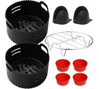 Accesorios Freidora de Aire para COSORI 2L, Cecotec 2,5L, YASHE 2,3L, Accesorios para mini freidora para 1-2 personas, Moldes Silicona Air Fryer Sin BPA, Accesorios para sartén sin aceite de 15 cm