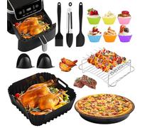 Accesorios Freidora de Aire para Cosori 5,5L-6,2L, 19PCS Molde Silicona Freidora de Aire para Philips NA230/Ninja AF180 AF140/Russell Hobbs/Tefal y la Mayoría de Freidoras Cuadradas de 4L-8L