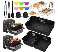 Accesorios Freidora de Aire para COSORI Freidora de Aire Dual Blaze TwinFry 10L, 22 Piezas COSORI 10L Freidora de Aire Accesorios, Molde Silicona Freidora de Aire, Parrilla