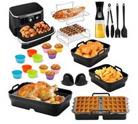 Accesorios Freidora de Aire para Ninja Foodi FlexDrawer 10,4L AF500EU, Compatible con Cosori Dual Blaze TwinFry 10L, Kit Completo con Moldes de Silicona Reutilizables