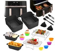 Accesorios Freidora de Aire para Russell Hobbs Freidora de Aire 9L, COSORI Doble Cesta 8,5 L, Ninja Foodi 9,5L, 17 Piezas Freidora de Aire Accesorios - Molde Silicona Freidora de Aire, Parrilla