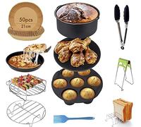Accesorios Freidora Sin Aceite, Accesorios Airfryer compatibles con Freidora sin Aceite Cecotec/COSORI/NINJA air fryer/PHILIPS/Accesorios freidora de aire Air fryer (14pcs+50 Papel Freidora Aire)