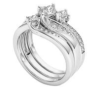 Accesorios Juguetes Joyería Anillos de promesa de oro plateado Diseño delicado Nudo engastado con diamantes Anillo de luz de alta calidad Soporte de exhibición de la joyería Anillos, 9, Metal, Sin