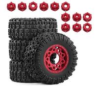 Accesorios Juguetes RC Para ARRMA Para Senton Para Traxxas Para Slash 1/10 Juego Neumáticos Rueda Con Hexagonales Múltiples Modelo Camión Recorrido Corto Coche RC(Red)