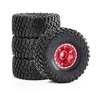 Accesorios Juguetes RC Para Traxxas 4M Para SCX24 AX24 Para FCX24 1/18 1/24 4 Uds 57mm 1,0 "Juego Neumáticos Rueda Metal Beadlock Coche Trepador Control Remoto Piezas Mejora(Red)