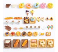 Accesorios Miniatura para Duende, Set de 45 Piezas de Desayuno para Puerta de Duende de Casa de Muñecas, Comida y Bebida Miniatura 1/12, Taza de Café, Pastel, Postre para Minicocina, Minifiesta de Té