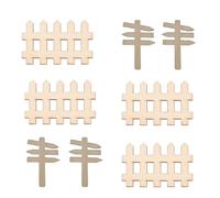Accesorios miniatura para jardín de hadas 8 piezas - 4 Mini cercas de madera 4,9x3,1 cm,4 señales 7x4,6 cm - Decoración micro paisaje para casas de muñecas y dioramas
