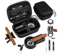 Accesorios multifuncionales para puros, kit 5 en 1 - Cortador de puros V, herramienta para potenciar el consumo de cigarros, cenicero de puros, soporte para puros, perforador de cigarros, con bolsa de