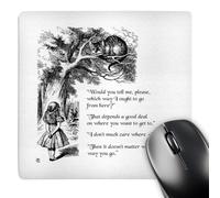 Accesorios Ordenador ¿hacia Dónde Debo IR Desde Aquí? Cita De Cheshire Cat En El País De Las Maravillas Impermeable Gaming Tapete Suave Mouse Pad para Oficina Pc Computadora 25X30Cm