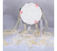 Accesorios para Baile Folclórico Pandereta Profesional para Adultos con Cinta decorativa Tambourine para Bailes Jingles(D)