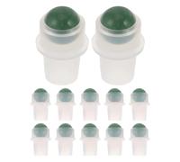 Accesorios para Botellas Roll-on de Jade, 12 Piezas Verdes | Tapón de Bola Rodante, Pp y Piedra Jade, Viaje y Aromaterapia, para Frascos de Aceite y Cuidado