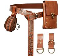 Accesorios para caballeros medievales, cinturón medieval, cinturón medieval con riñonera, traje de nigromante de Halloween, riñonera steampunk, cinturón de cuero, accesorios para disfraces, marrón