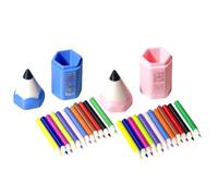 Accesorios para casa de muñecas Portalápices Miniatura con 12 lápices de colores escala 1:12 Suministros Miniaturas para escena de estudio, decoración modelo Universo miniatura (1 azul + 1 rosa)