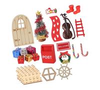 Accesorios para Casas De Muñecas Navideñas Puerta Madera A Escala 12 Pino Pequeño Regalos Cinta Roja Bastón Caramelo Arcoíris Decoración Bienvenida Accesorios para Casas Muñecas con